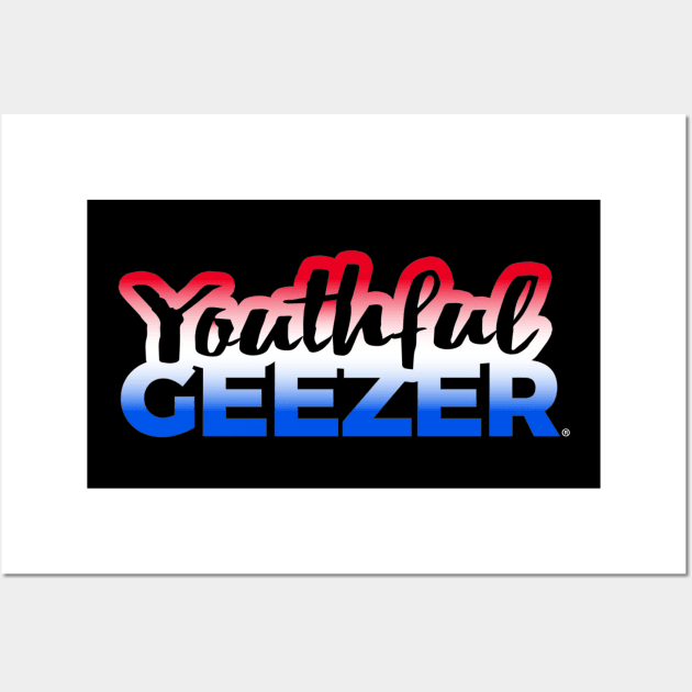 Youthful Geezer Brand Logo Red White Blue Logo Wall Art by YouthfulGeezer